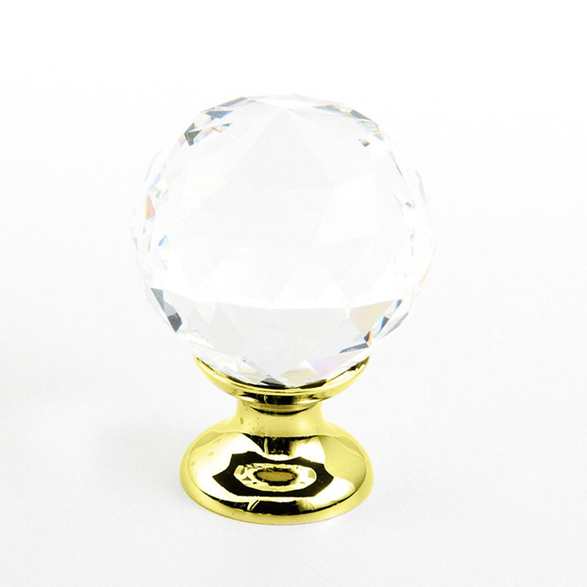 Stargaze Round Cabinet Knob - Cabinet Mount - 2 BrassGlassPolished Brass