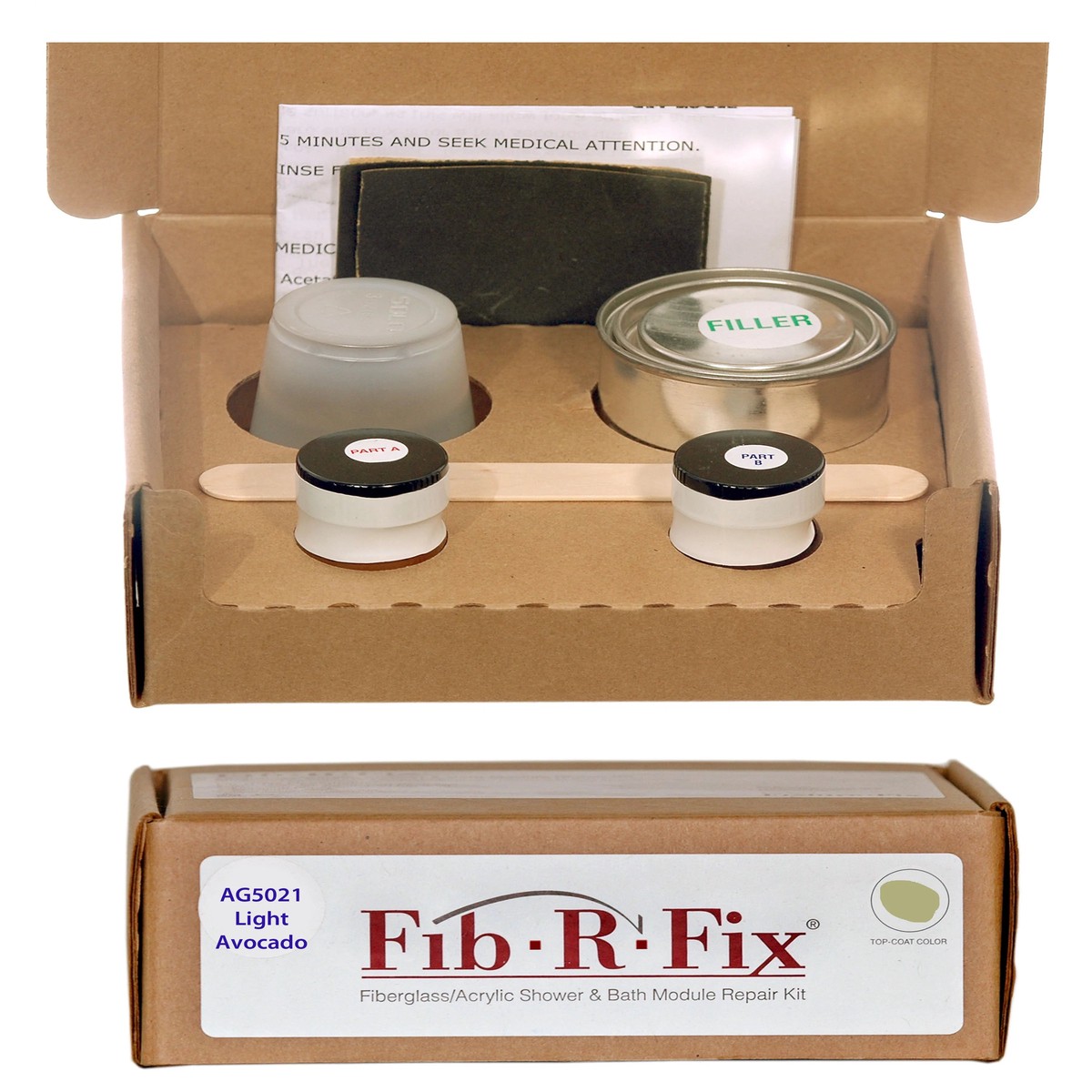 AG5021 Aqua Glass Fib-R-Fix Fiberglass and Acrylic Cosmetic Repair Light Avocado