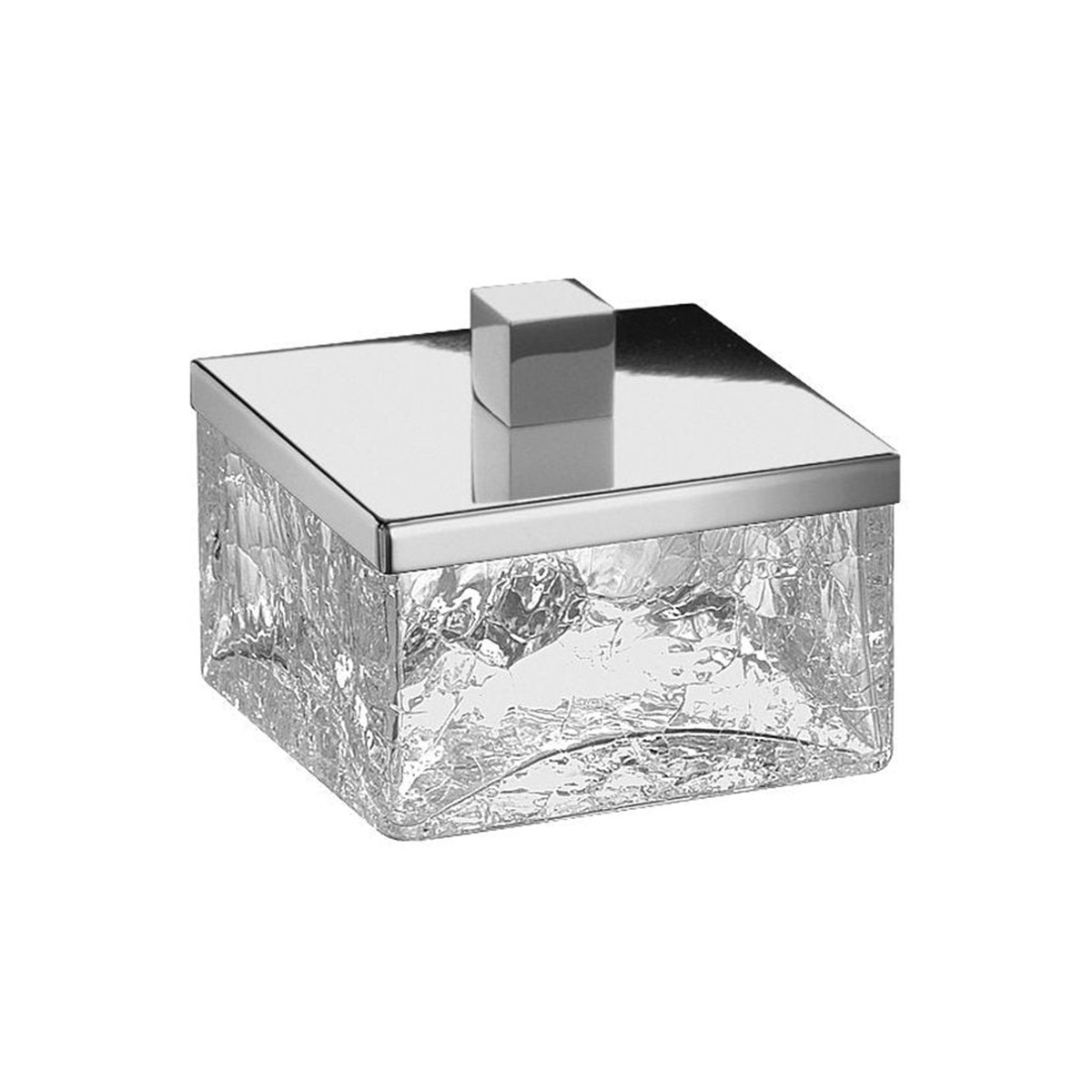Box Cracked Crystal Cotton Box - Free Standing - 3 BrassPolished Chrome