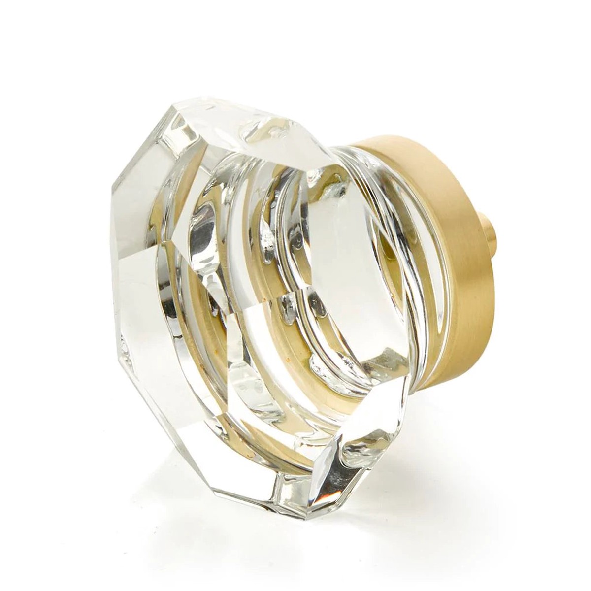 City Lights Faceted Dome Cabinet Knob - Cabinet Mount - 2 BrassGlassSatin Brass