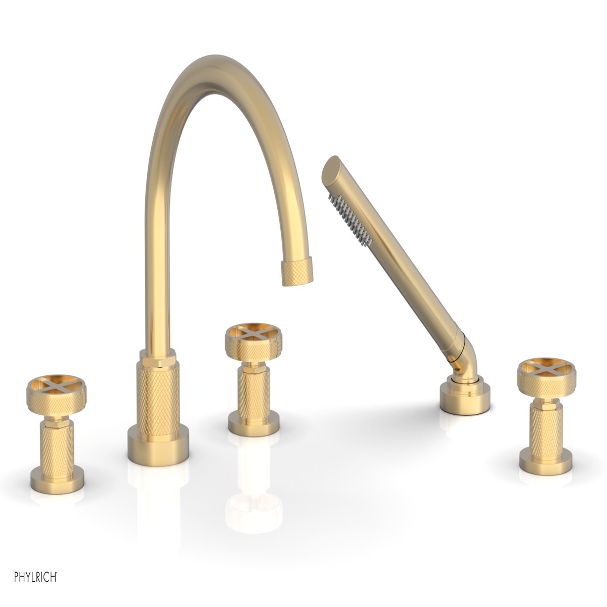 DUSTRIE - Deck Tub Set with Hand Shower - Cross Handles - Knurled 371-48