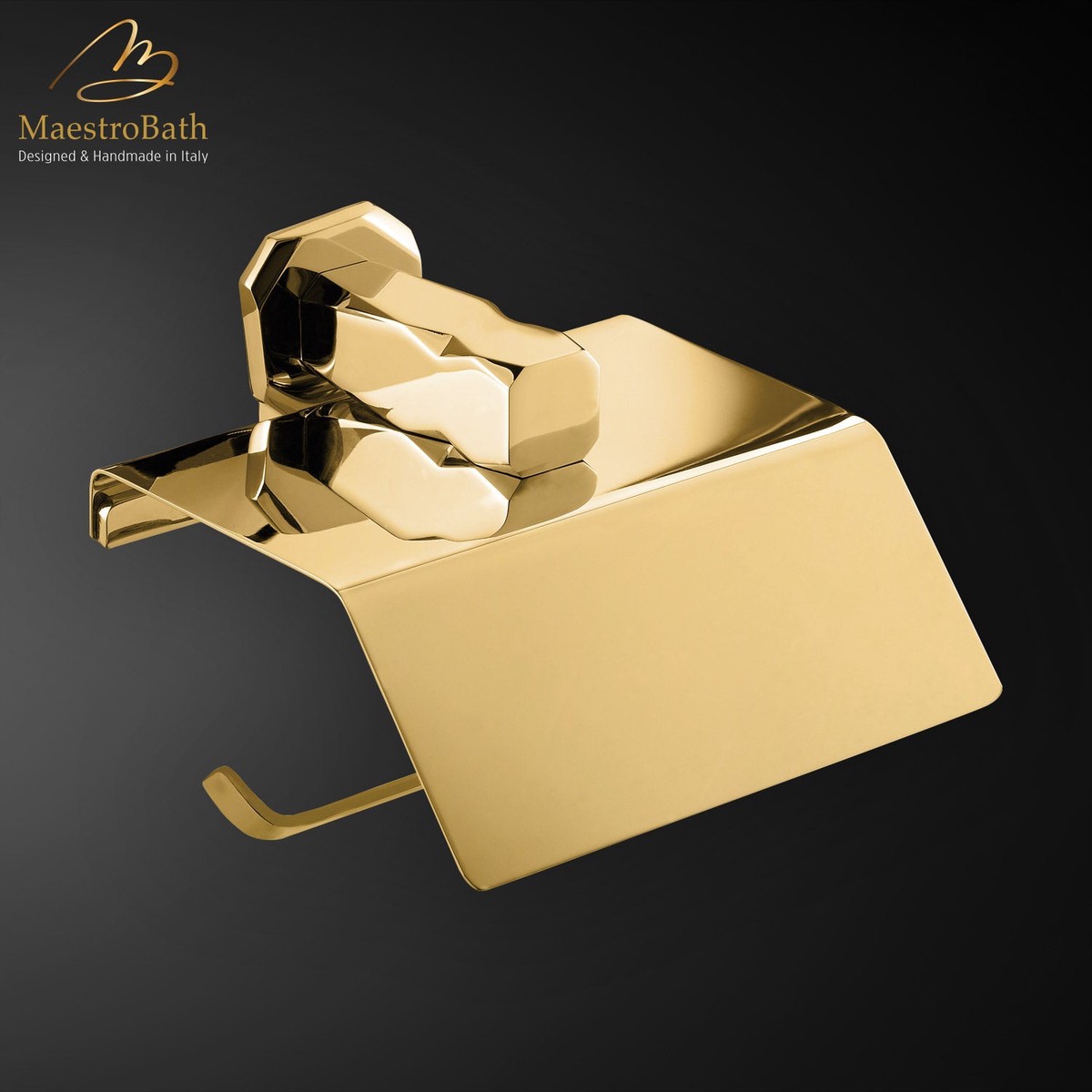 IKON Toilet Paper Holder with Cover Polished Gold