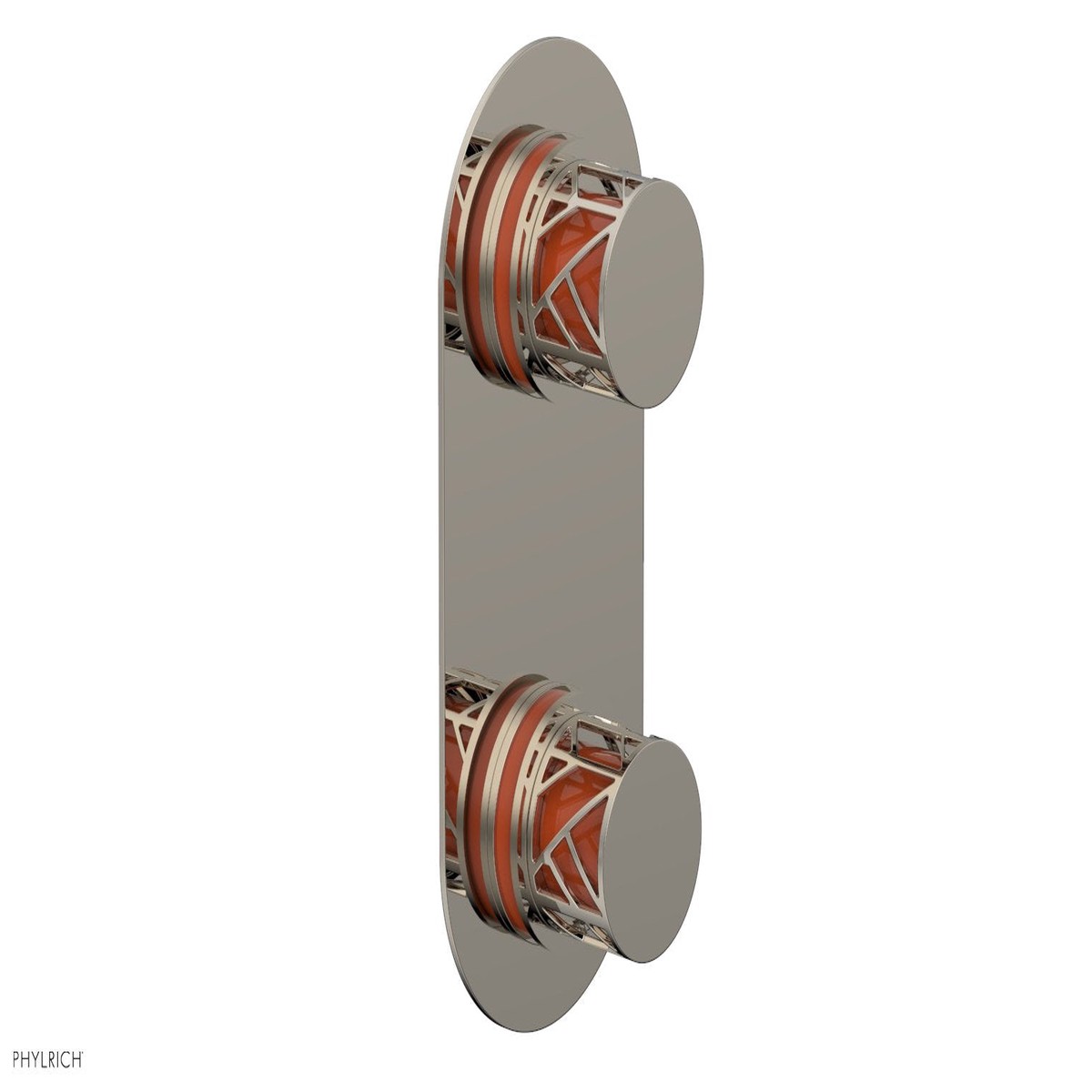JOLIE- Thermostatic Valve with Volume Control or Diverter with Orange Accents 4-589