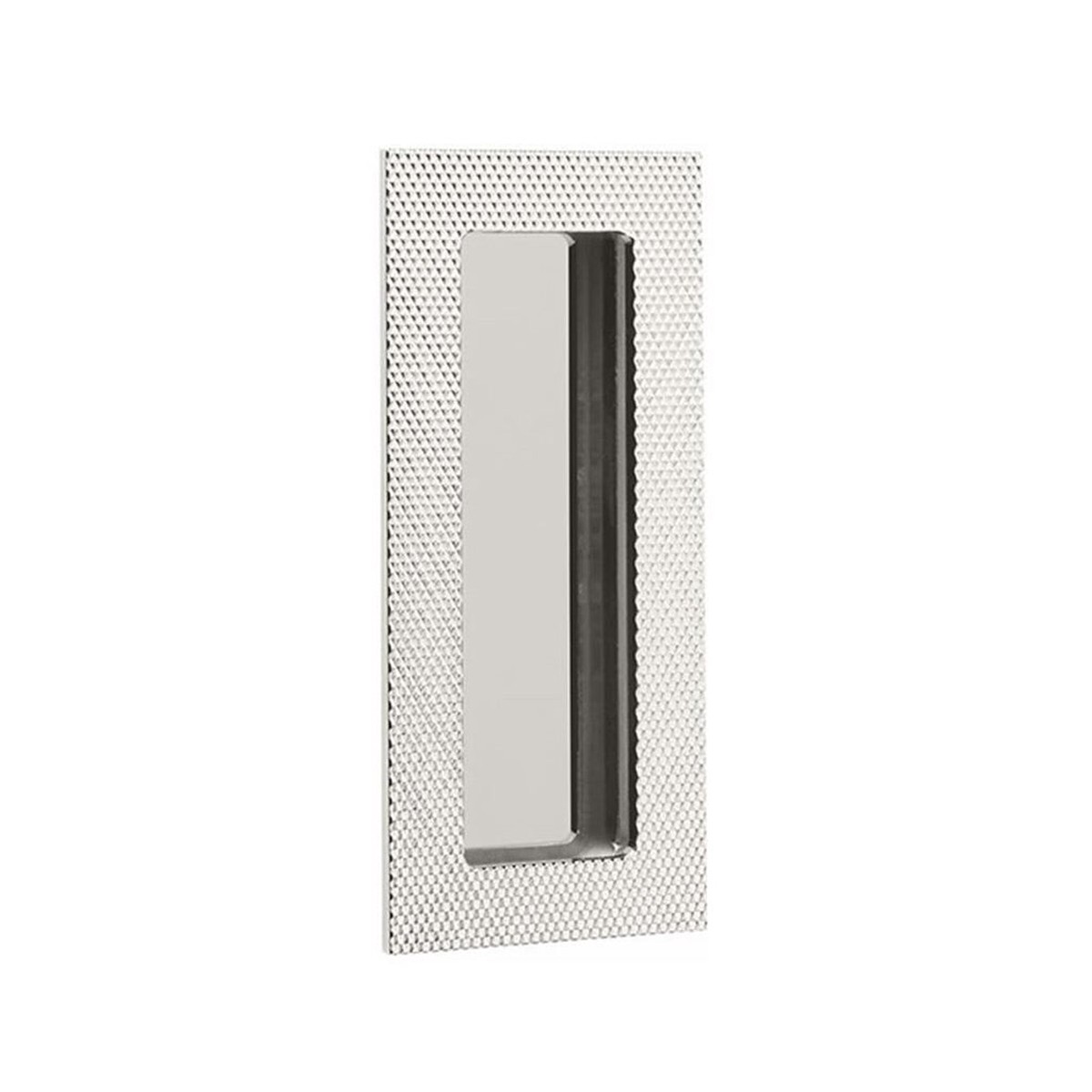 Modern Rectangular Knurled Pocket Door Lockset - Door Mount - 4 BrassPolished Nickel