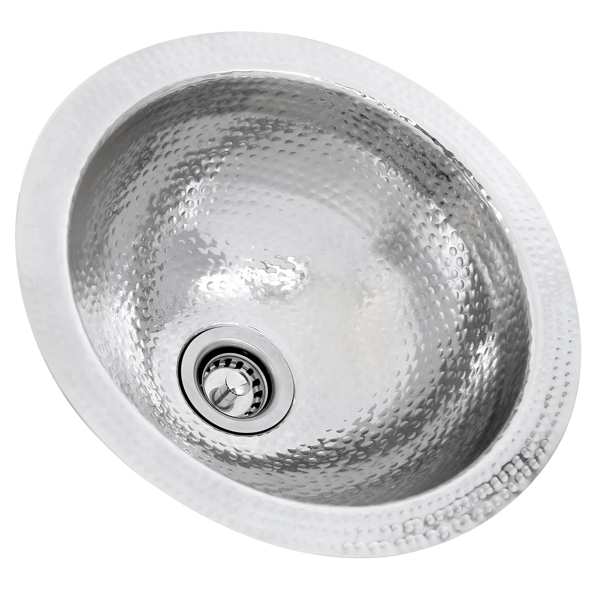 Nantucket Sinks ROS 13 Hand Hammered Stainless Steel Round Bar Sink
