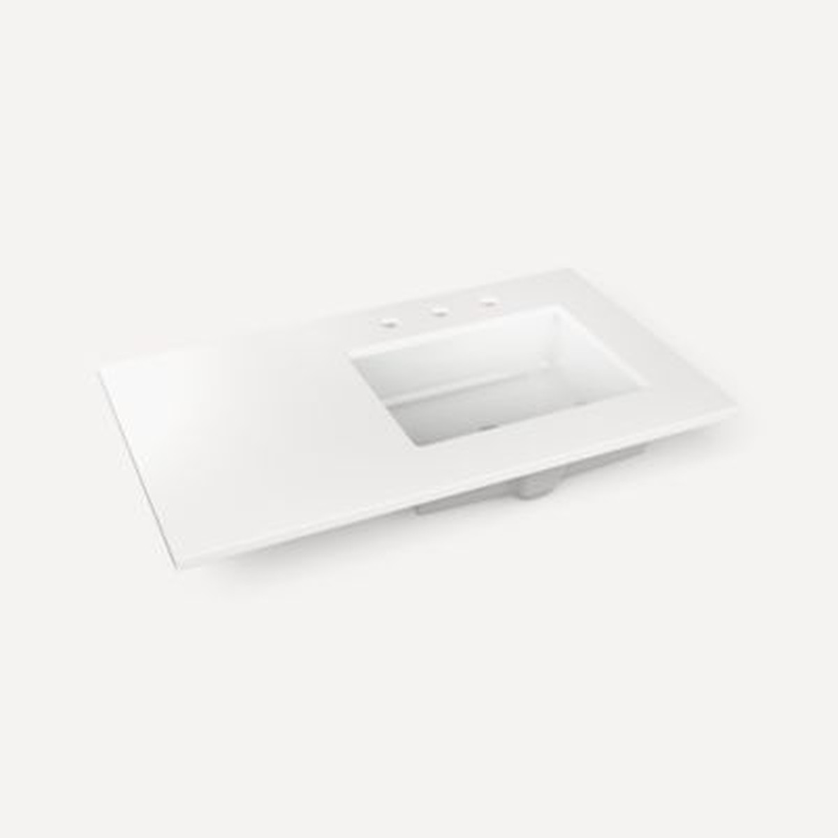 Robern TF37URO90 Engineered Stone Top Quartz Stone Vanity Top 37 x 34 x 22 Right Offset Undercounter Sink Three Hole