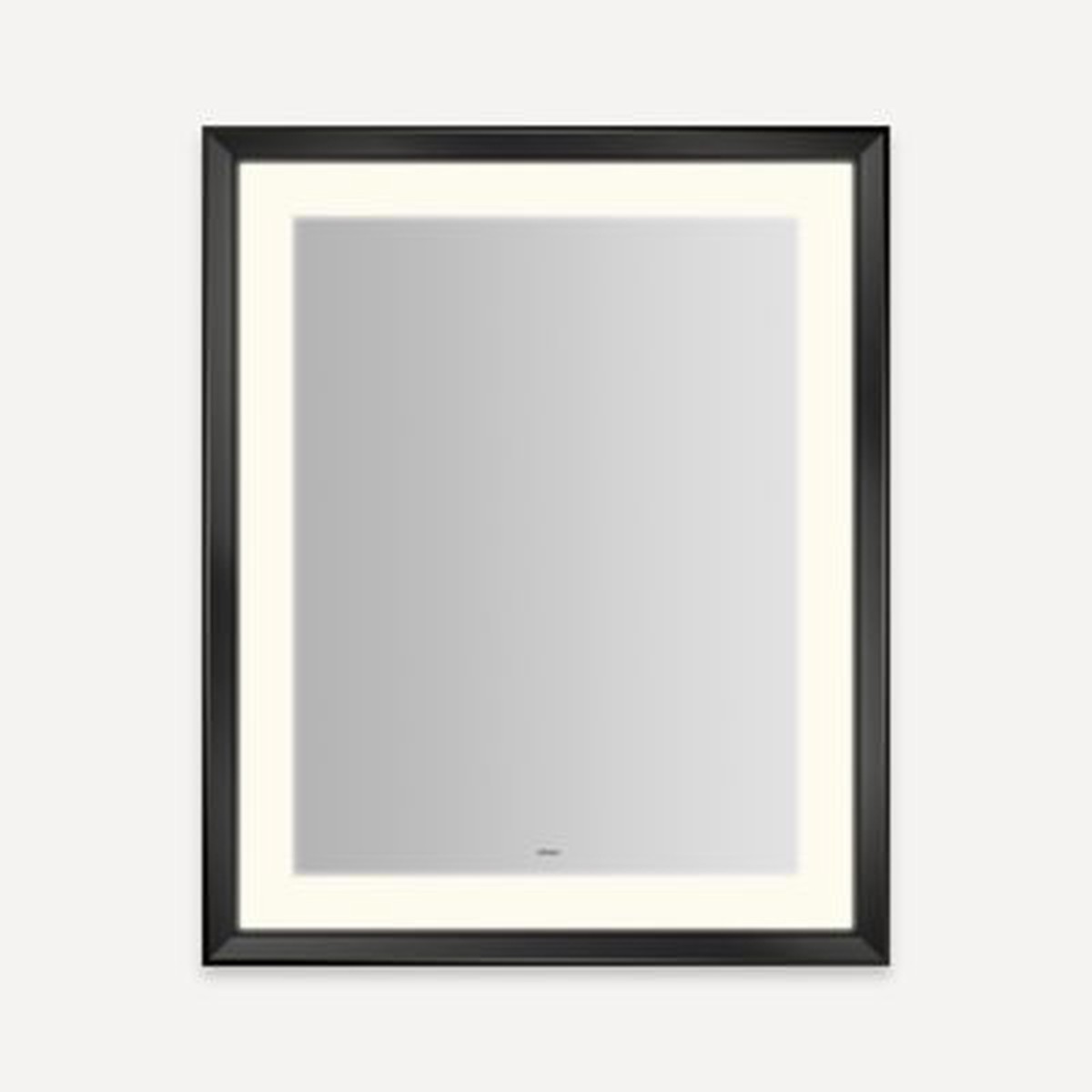 Robern YM2733RPCMD383 Sculpt Lighted Mirror 27 x 33 x 2-516 Chamfer Museum Frame Matte Black Perimeter Light Pattern Warm White (3000K) Dimmable Defogger