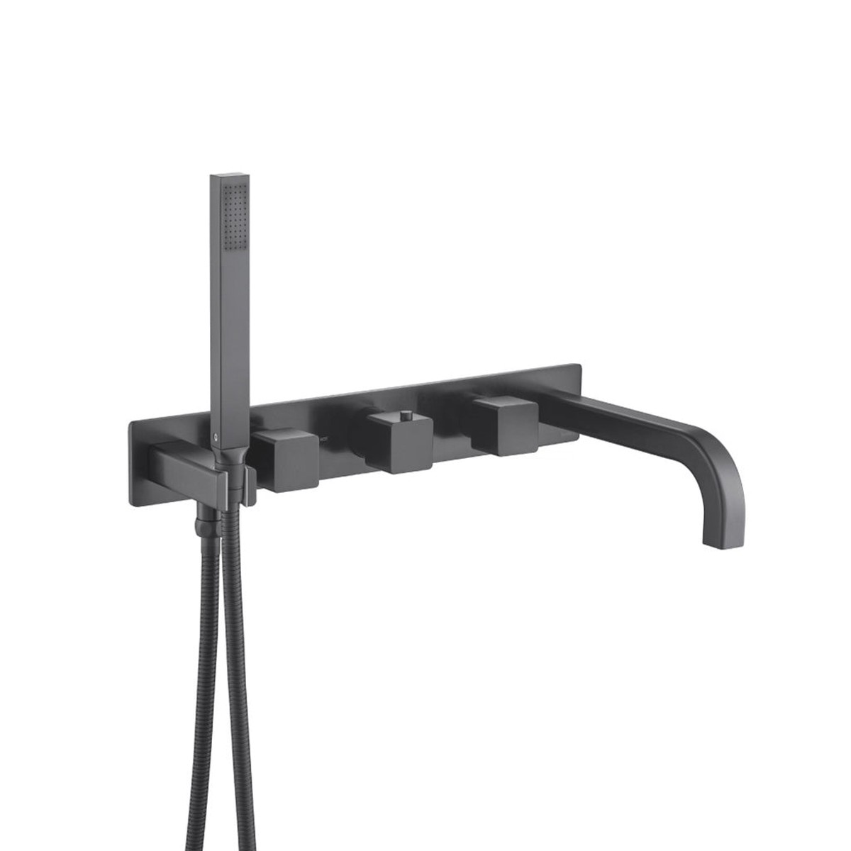 Serie 196 (2 Output Ports) Hand Shower Tub Faucet (Trim Only) - Wall Mount - 18 BrassMatt Black