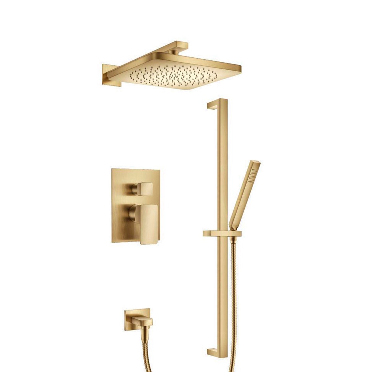 Serie 196 2 Way Pressure Balance Complete Shower Set - Wall Mount - 10 BrassSatin Brass