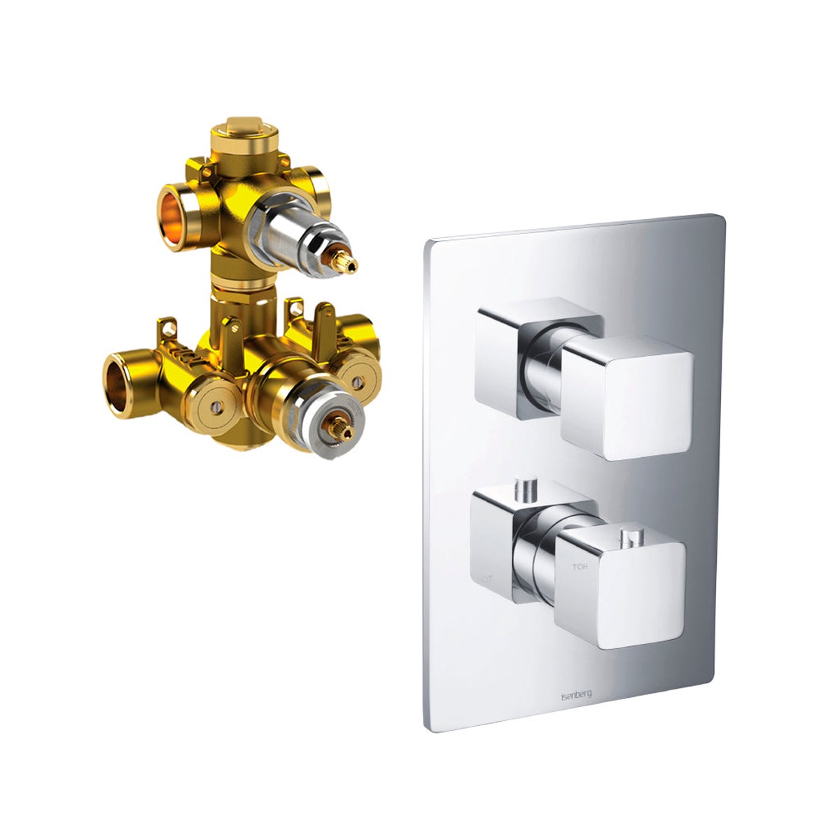 Serie 196 2 Way Thermostatic Shower Mixer - Wall Mount - 6 BrassPolished Chrome