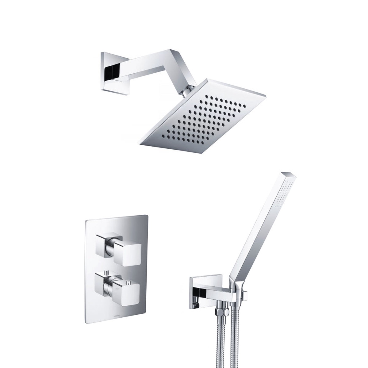 Serie 196 2 Way Thermostatic Trim Complete Shower Set - Wall Mount - 6 BrassPolished Chrome