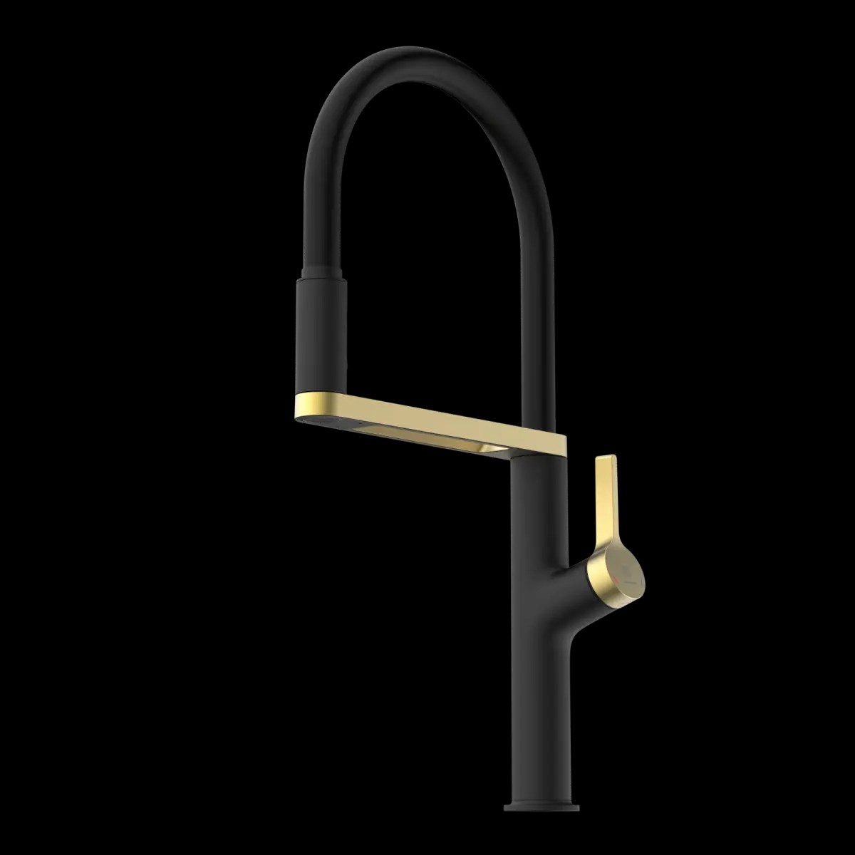 Wasserwerk Single Hole Pull Down Kitchen Faucet Matte Black Brushed Gold