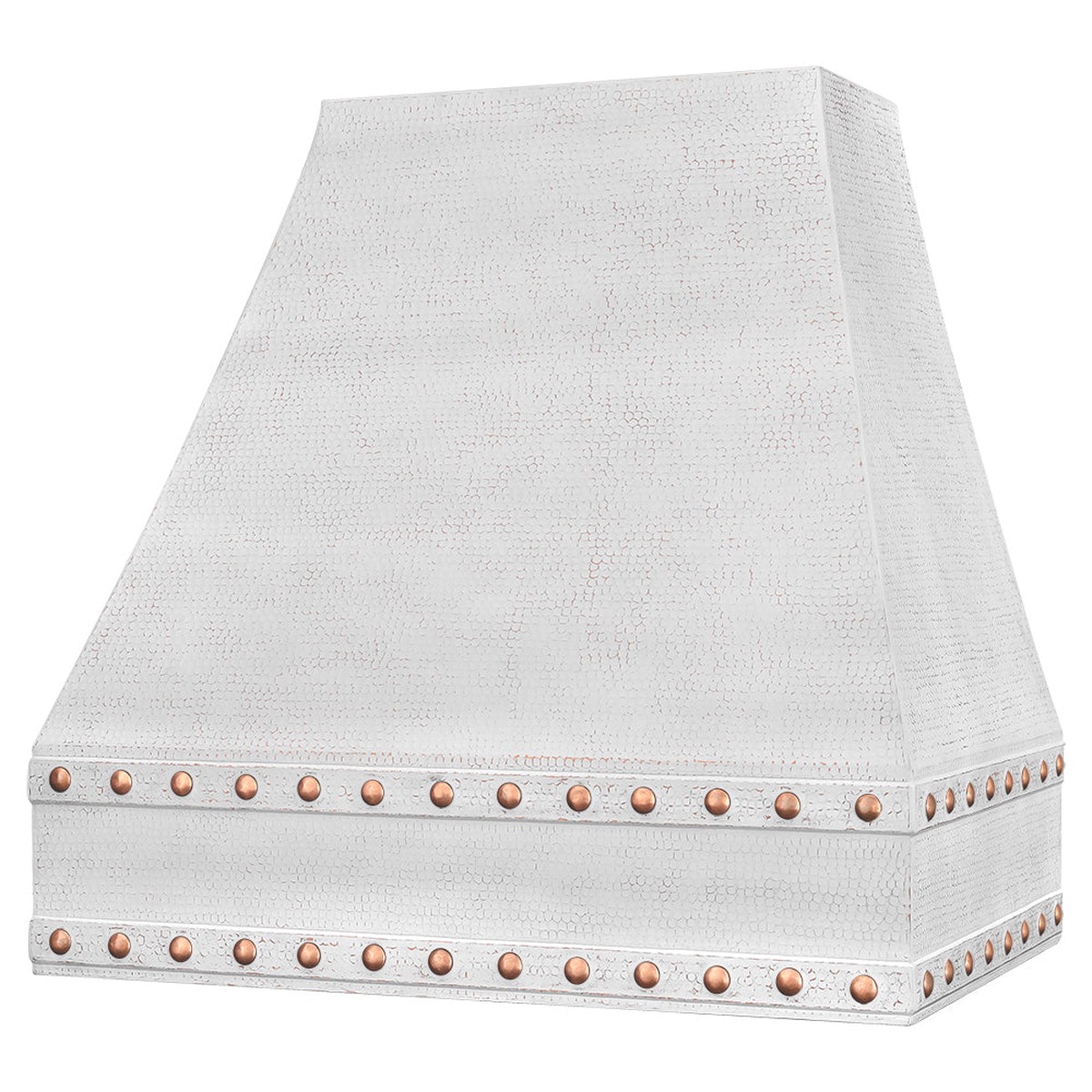 36 White Glazed Hammered Copper Range Hood with 735 CFM Blower