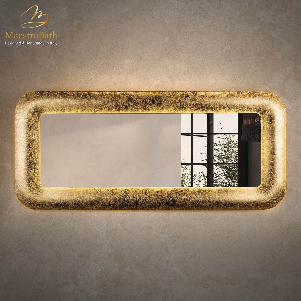 Eviden Luxury Double Vanity Mirror Gold Leaf
