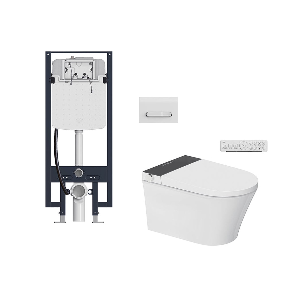 In-Wash Omi Complete Smart Toilets with Omi Dual Flush Plate - Wall Mount - 15 Vitreous ChinaGlossy White