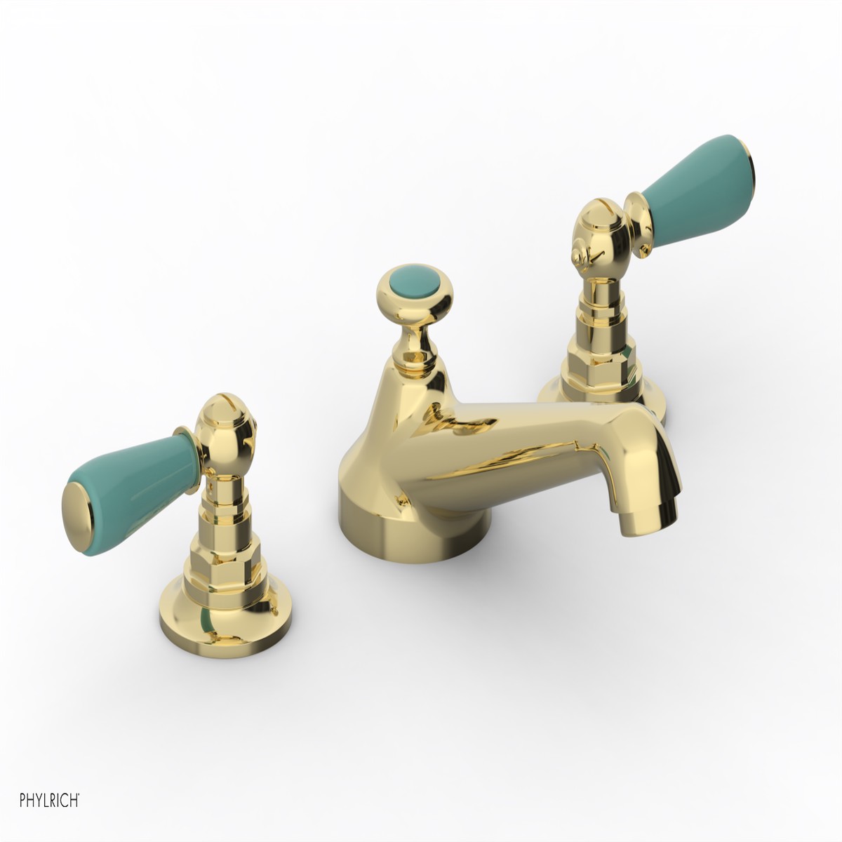JAMESTOWN Widespread Faucet - Low Spout - Lever Handle with Turqoise Accents 165-02