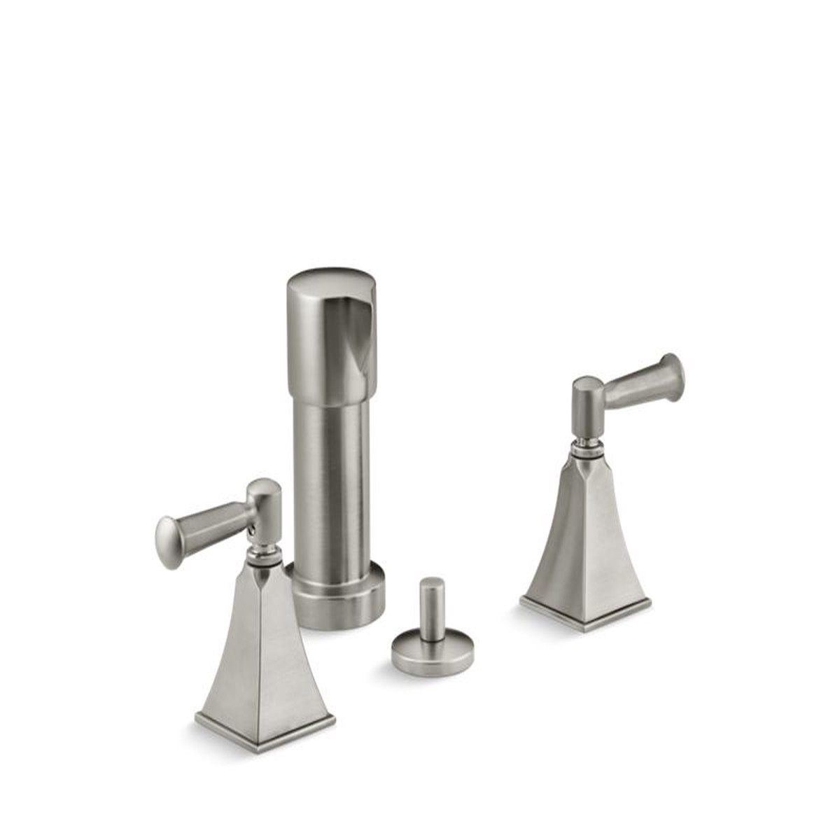 KOHLER K-470-4S Memoirs Stately Vertical spray bidet faucet with lever handles in Vibrant Brushed Nickel