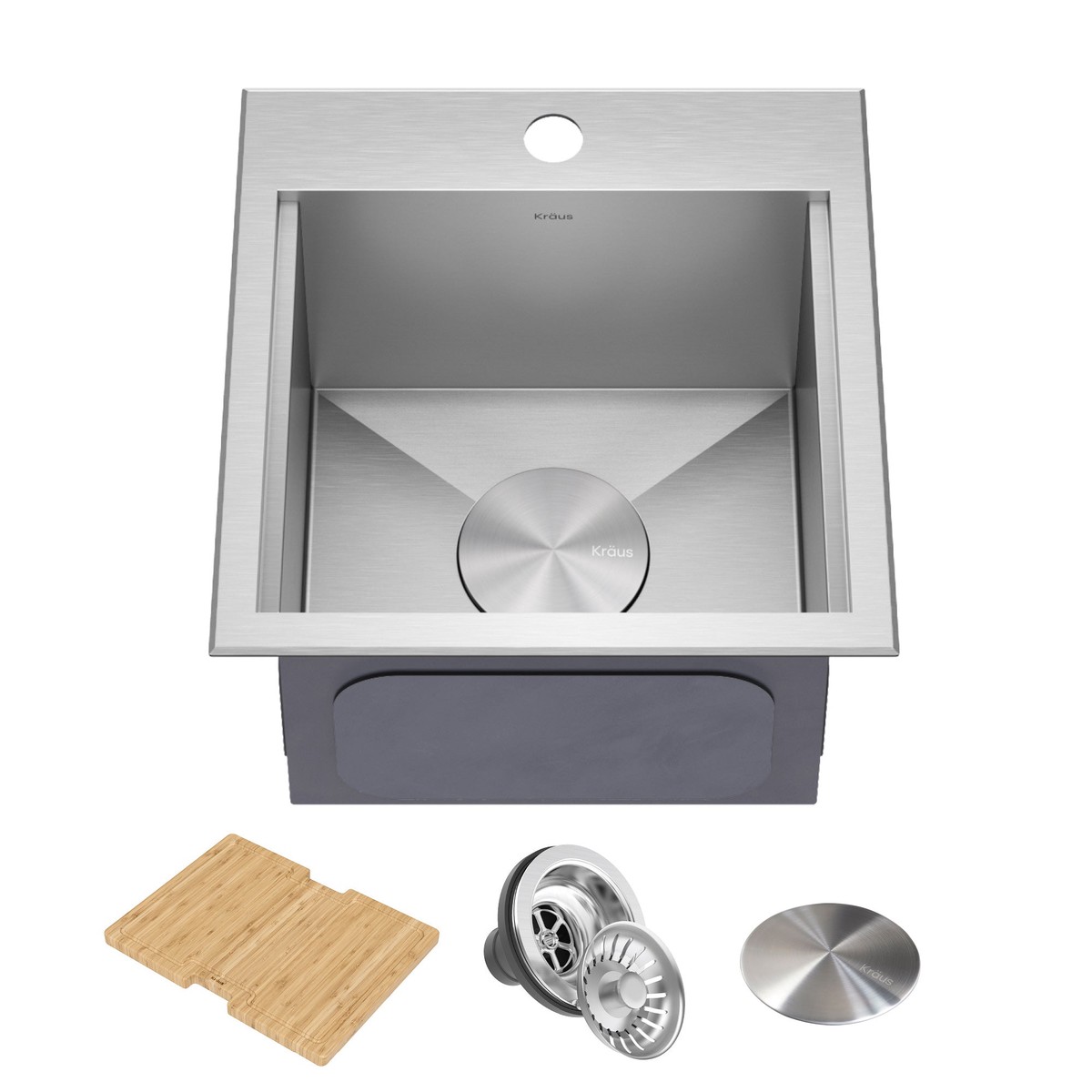 KRAUSKore15 Drop-InWorkstation16 Gauge Stainless Steel SquarePrepSinkwith Accessories