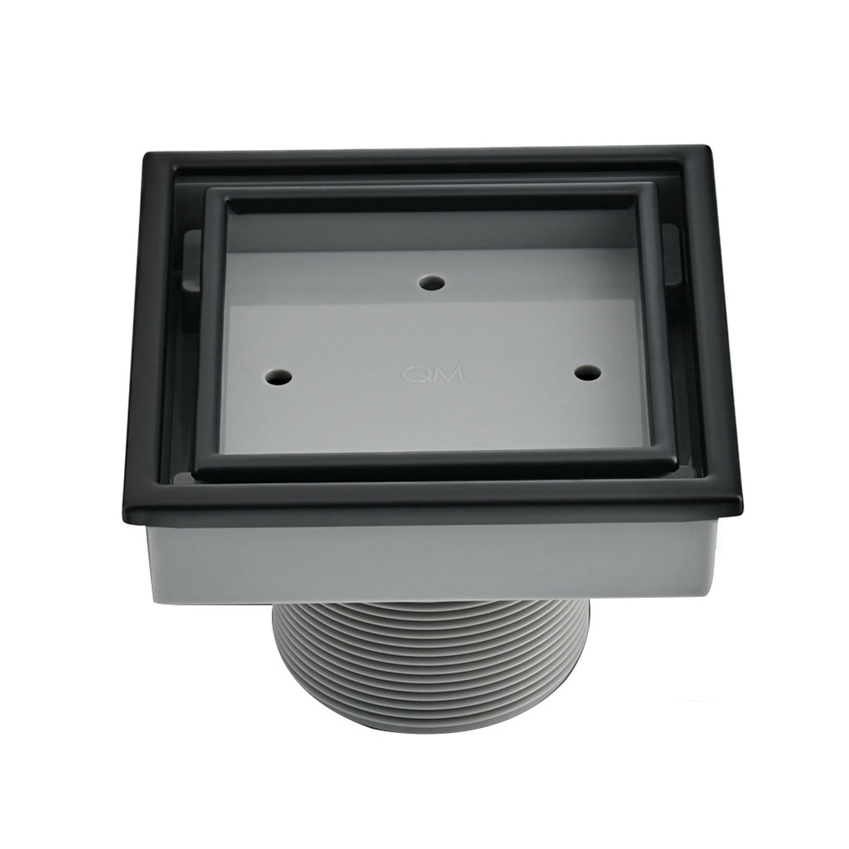 Lagos Veil (Tile-In) Center Square Shower Drain - Floor Mount - 4 Stainless SteelBlack