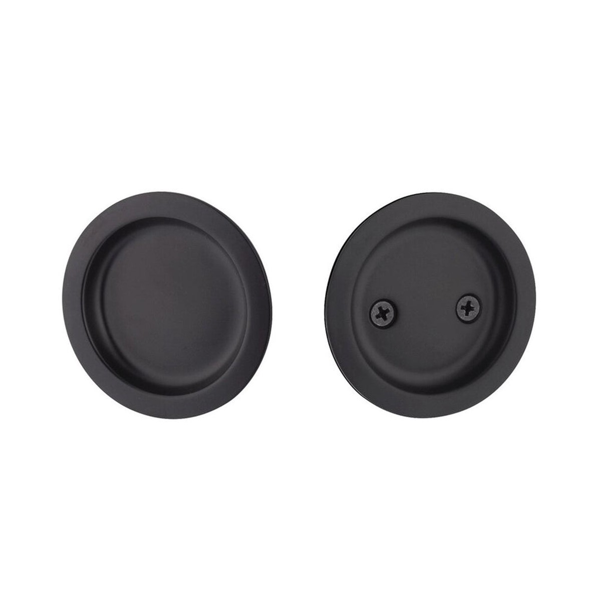 Round Passage Tubular Pocket Door Lockset - Door Mount - 3 BrassFlat Black