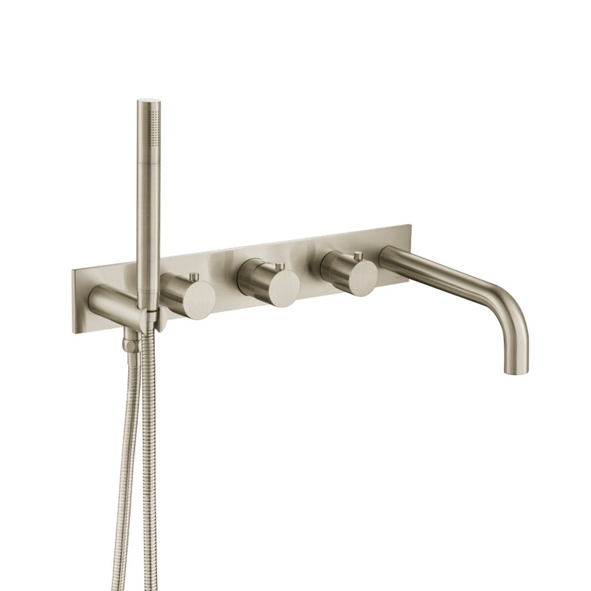 Serie 100 (2 Output Ports) Hand Shower Complete Tub Faucet - Wall Mount - 18 BrassBrushed Nickel