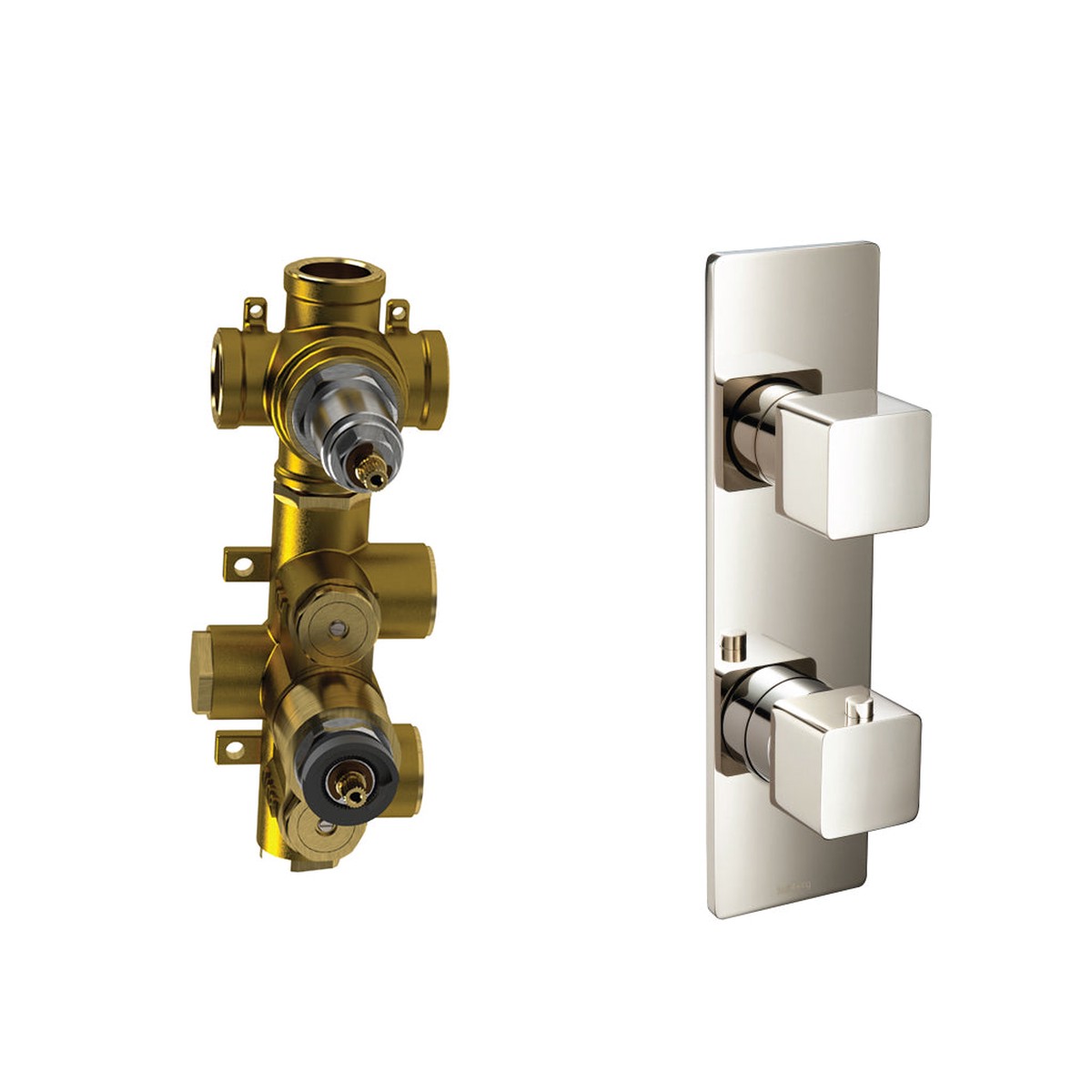 Serie 196 3 Way Thermostatic Shower Mixer - Wall Mount - 10 BrassPolished Nickel