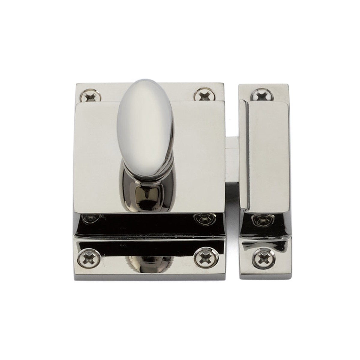 Square Cabinet Latch - Cabinet Mount - 2 BrassPolished Nickel