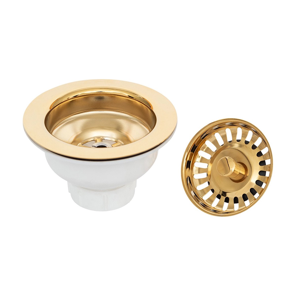 35 Kitchen Prep Bar Basket Strainer Drain - Polished Brass