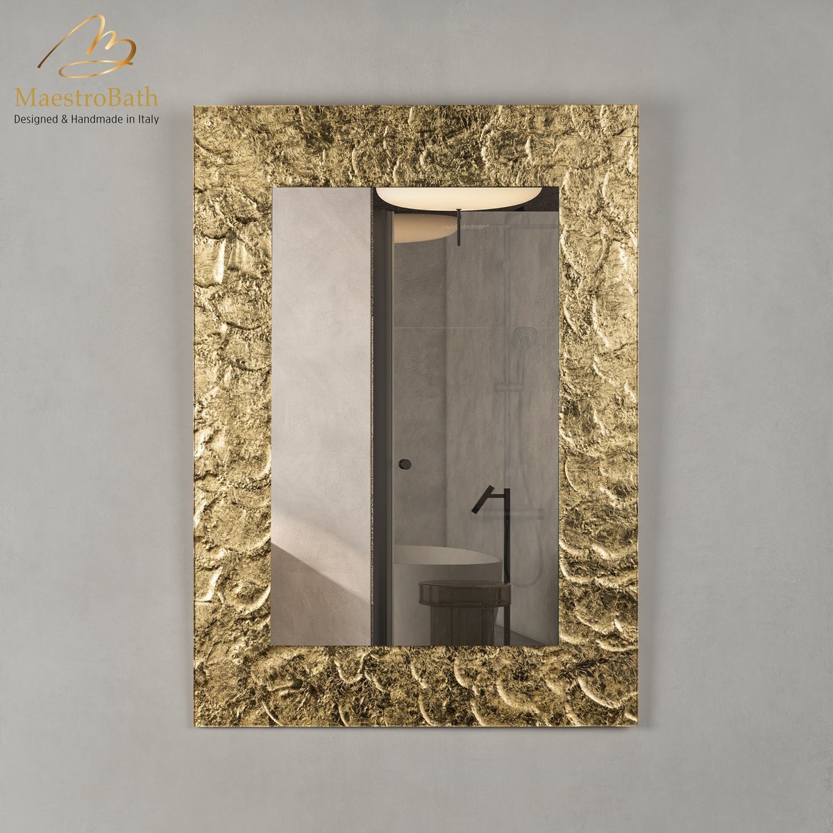 Artistic Luxury Single Vanity LED Mirror Gold Leaf