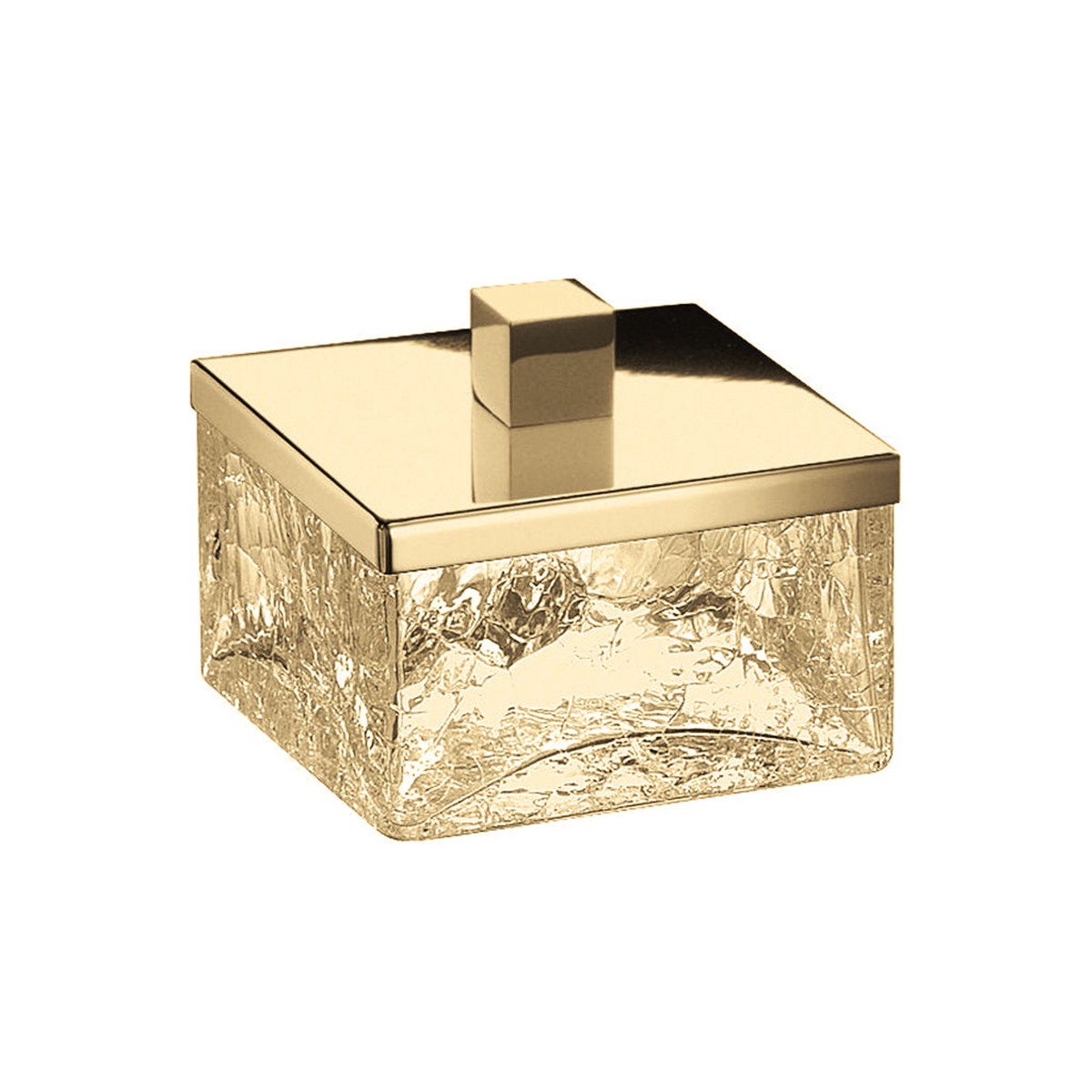 Box Cracked Crystal Cotton Box - Free Standing - 3 BrassGlassGold