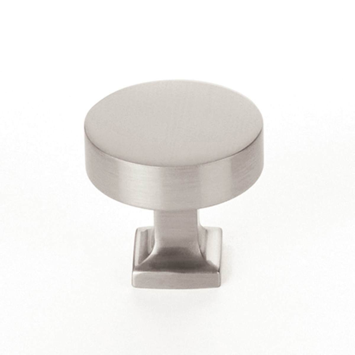 Haniburton Square Base Round Cabinet Knob - Cabinet Mount - 2 BrassSatin Nickel