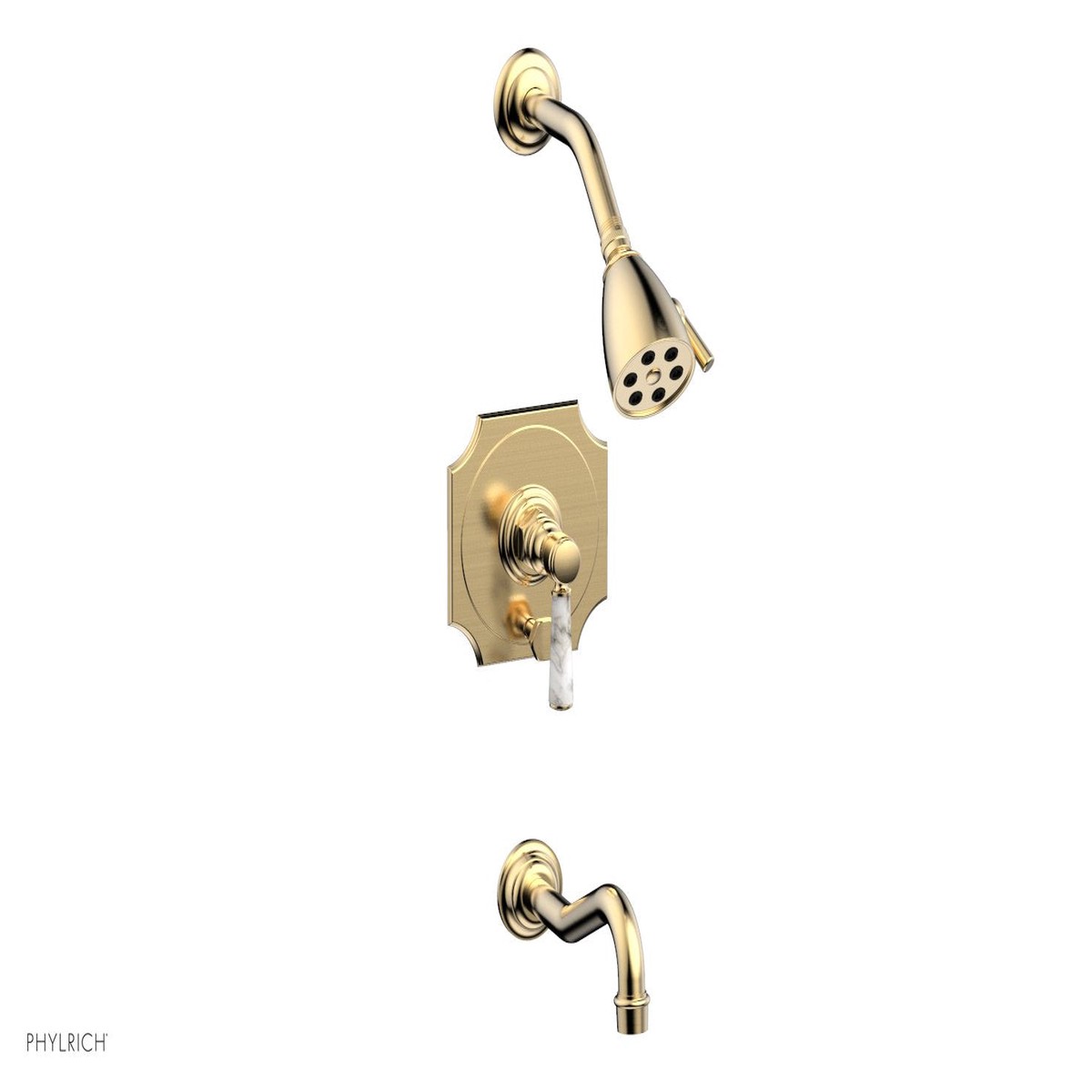 HENRI Pressure Balance Tub and Shower Set - White Marble Lever Handle 161-31