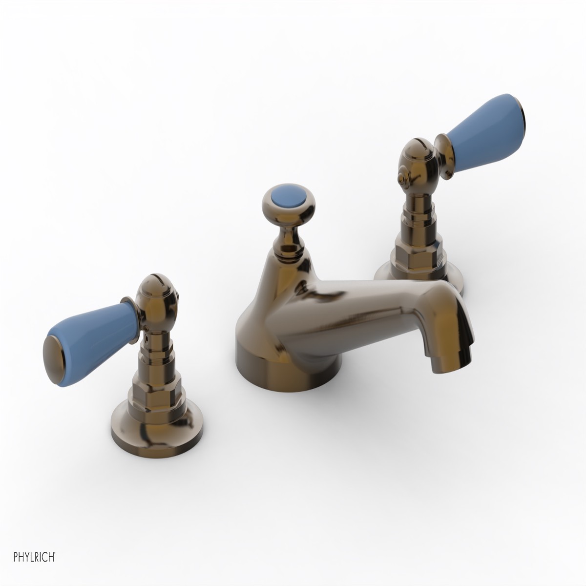 JAMESTOWN Widespread Faucet - Low Spout - Lever Handle with Light Blue Accents 165-02