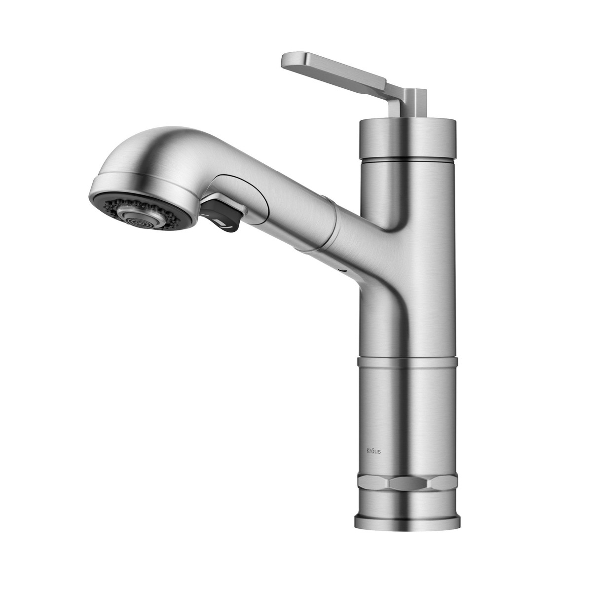 KRAUS Allyn Industrial Pull-Out Single Handle Kitchen Faucet in Spot-Free Stainless Steel