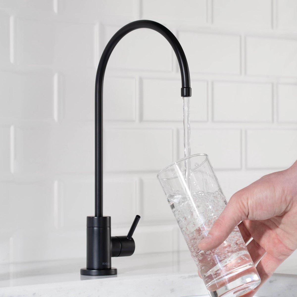 KRAUS Purita 100 Lead-Free Kitchen Water Filter Faucet in Matte Black