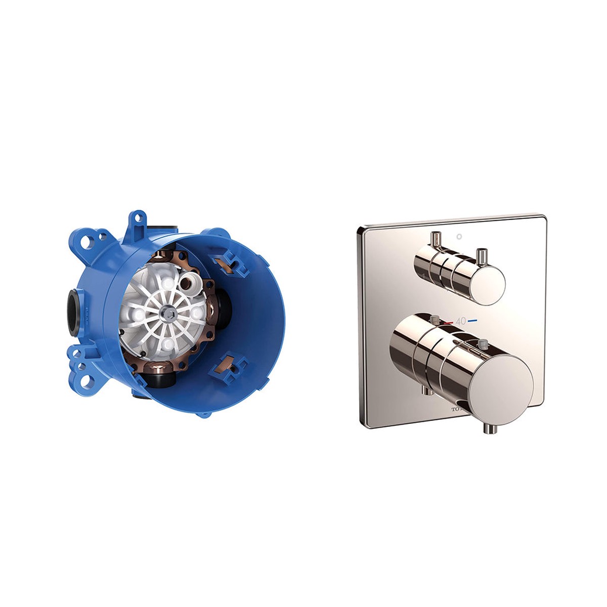 Mini Unit 2 Way Thermostatic Mixing Valve Shower Mixer - Wall Mount - 6 BrassPolished Nickel