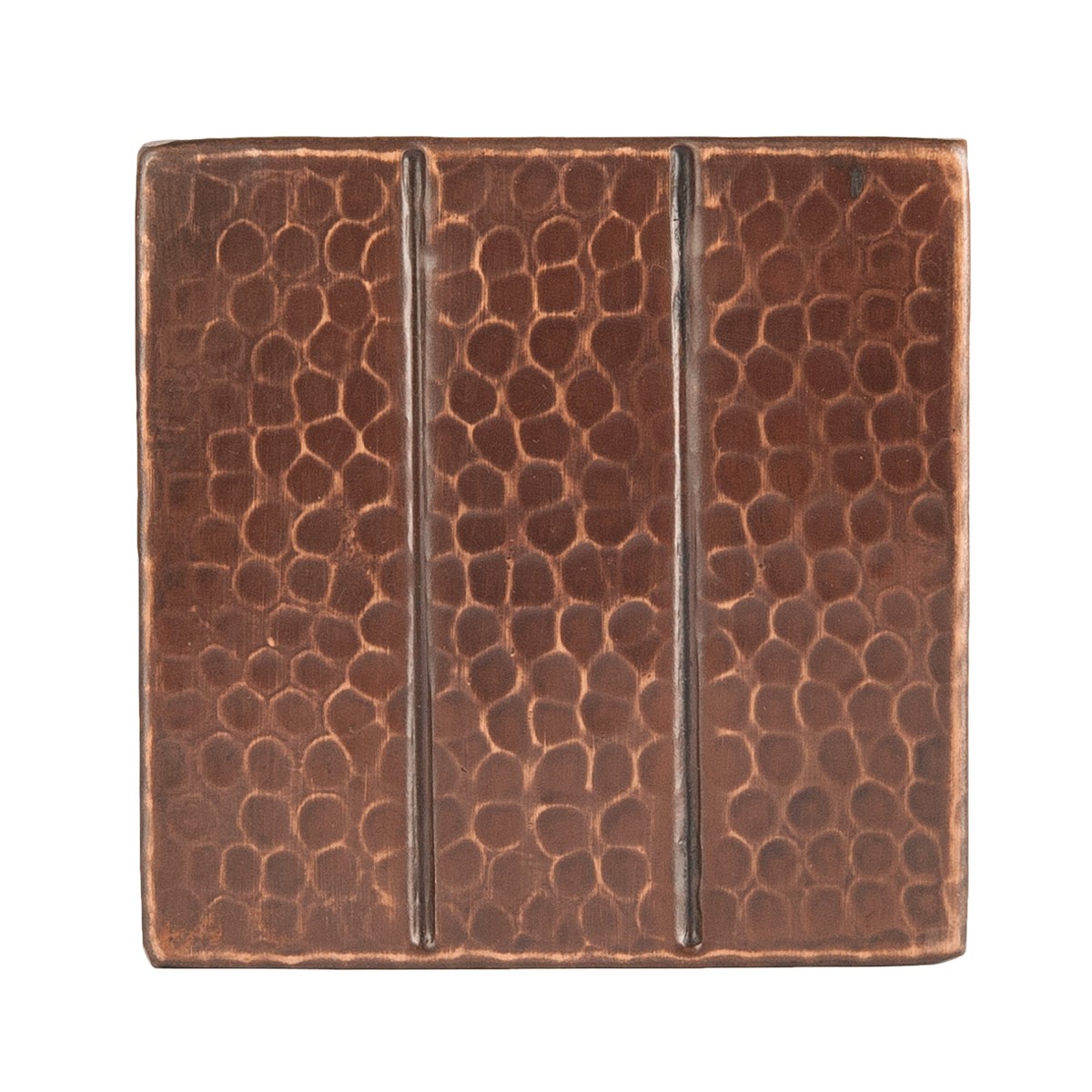 Premier Copper Products 4 x 4 Hammered Copper with Linear Tile Design - Quantity 8