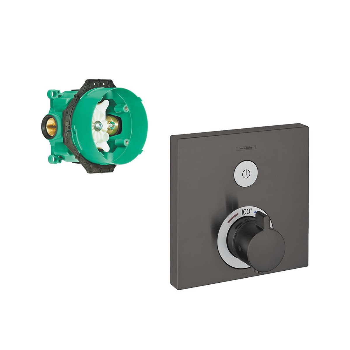Showerselect 2 Way Thermostatic Trim Shower Mixer - Wall Mount - 7 BrassBrushed Black Chrome