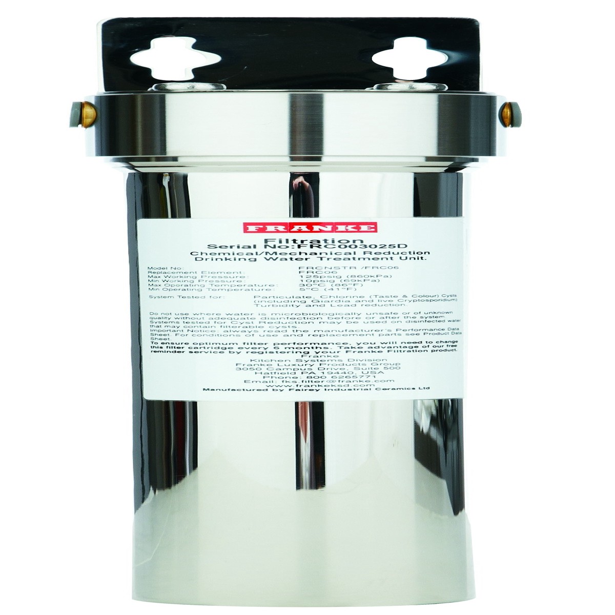 Franke FRCNSTR Under Sink Water Filtration System with Stainless Steel Canister