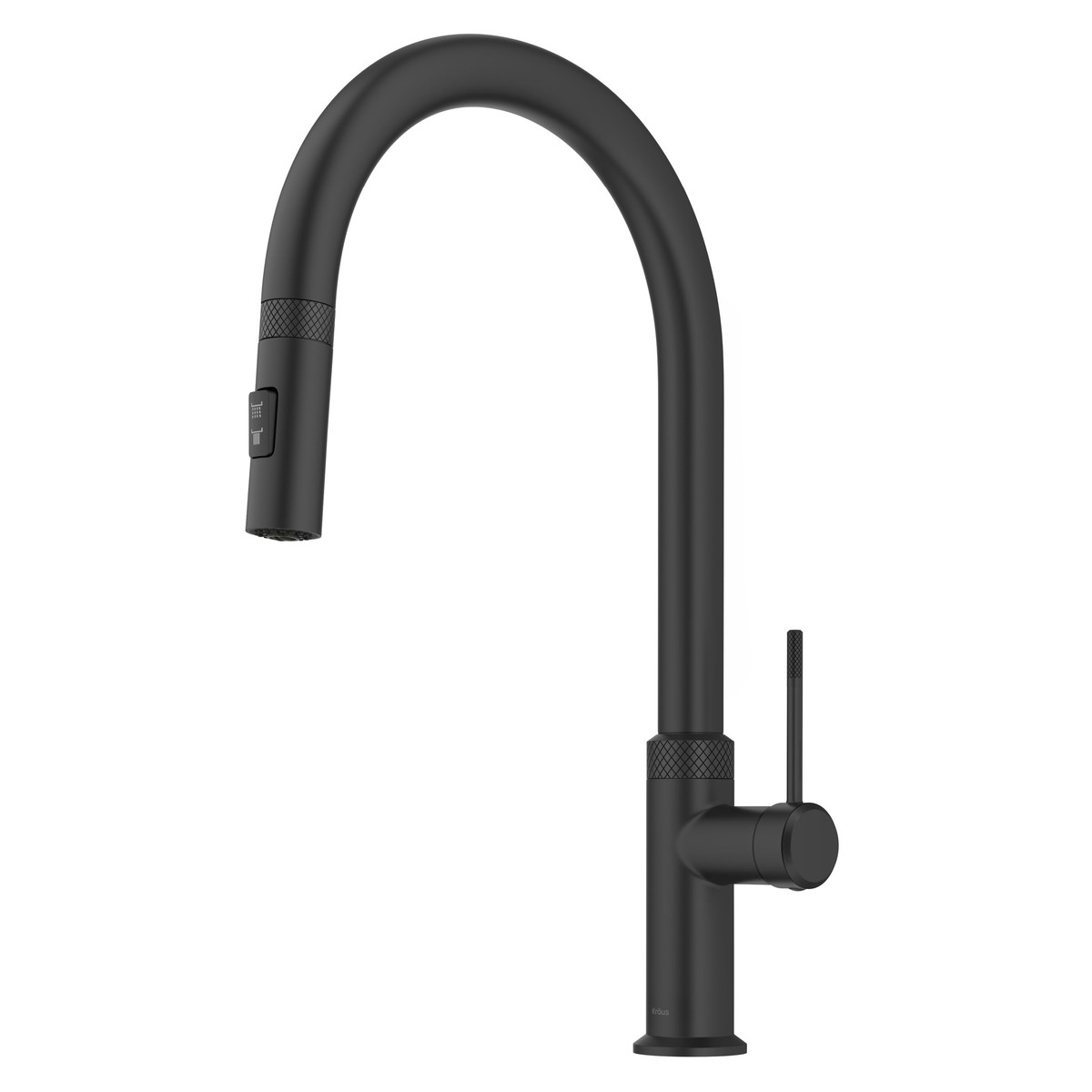 KRAUS Allyn Matte Black Single Handle Kitchen Faucet with Diamond Cut