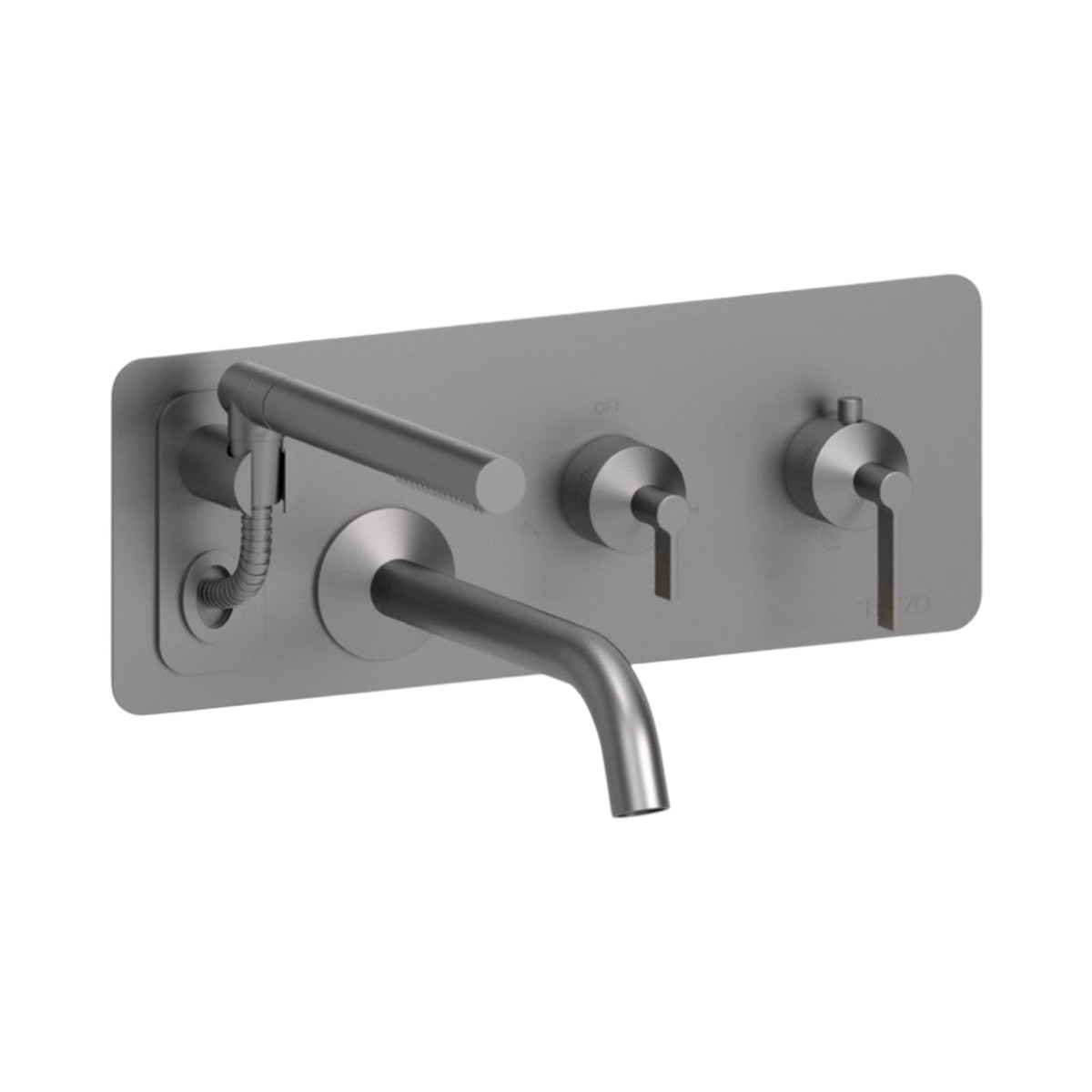 Paloma Retractable Hose Complete Tub Faucet - Wall Mount - 16 BrassGun Metal
