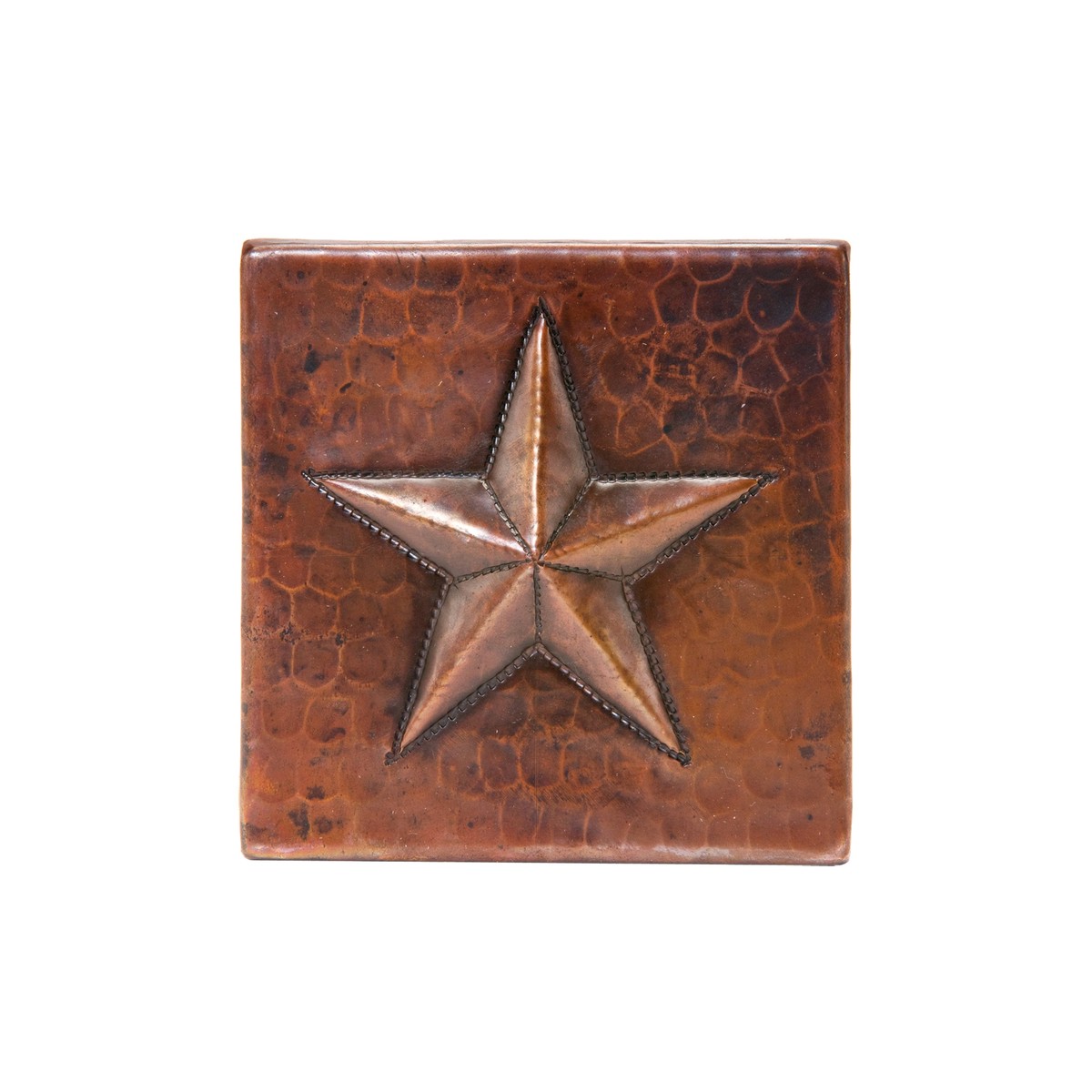 Premier Copper Products 4 x 4 Hammered Copper Star Tile - Quantity 4