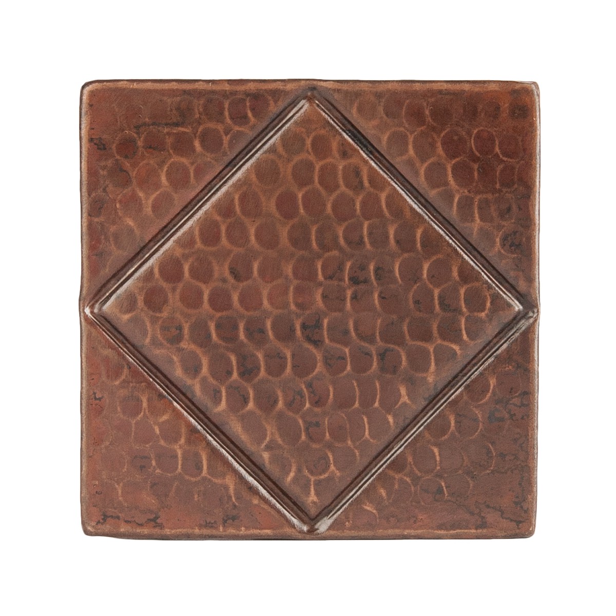 Premier Copper Products 4 x 4 Hammered Copper Tile with Diamond Design