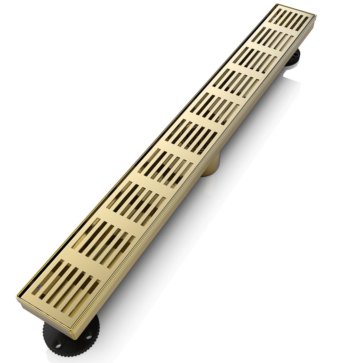 WEBANG 24 Inch Fence Pattern Linear Shower Drain With Accessories Brushed Gold