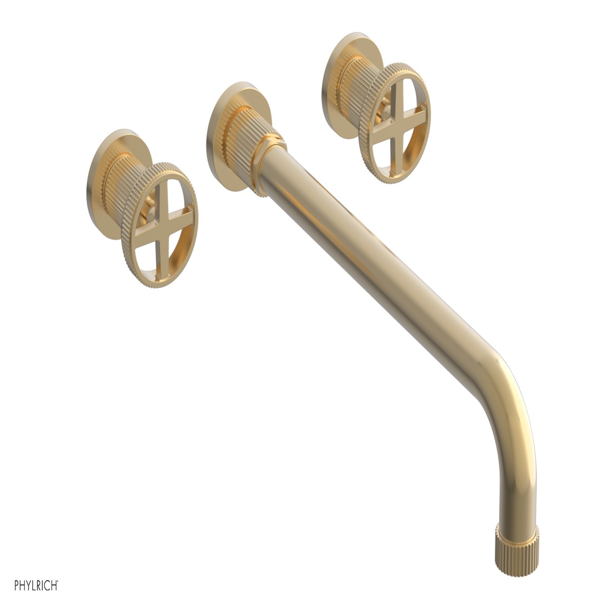 DUSTRIE Wall Lavatory Set - 14 Spout - Cross Handle - Grooved 370-11-14