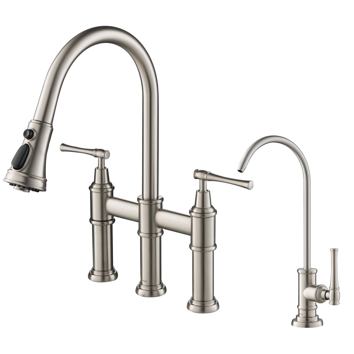 KRAUS Allyn Transitional Bridge Kitchen Faucet Water Filter Faucet in Spot Free Stainless Steel