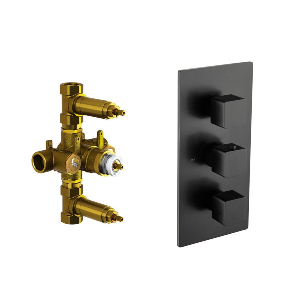 Serie 196 2 Way Thermostatic Shower Mixer - Wall Mount - 6 BrassMatt Black