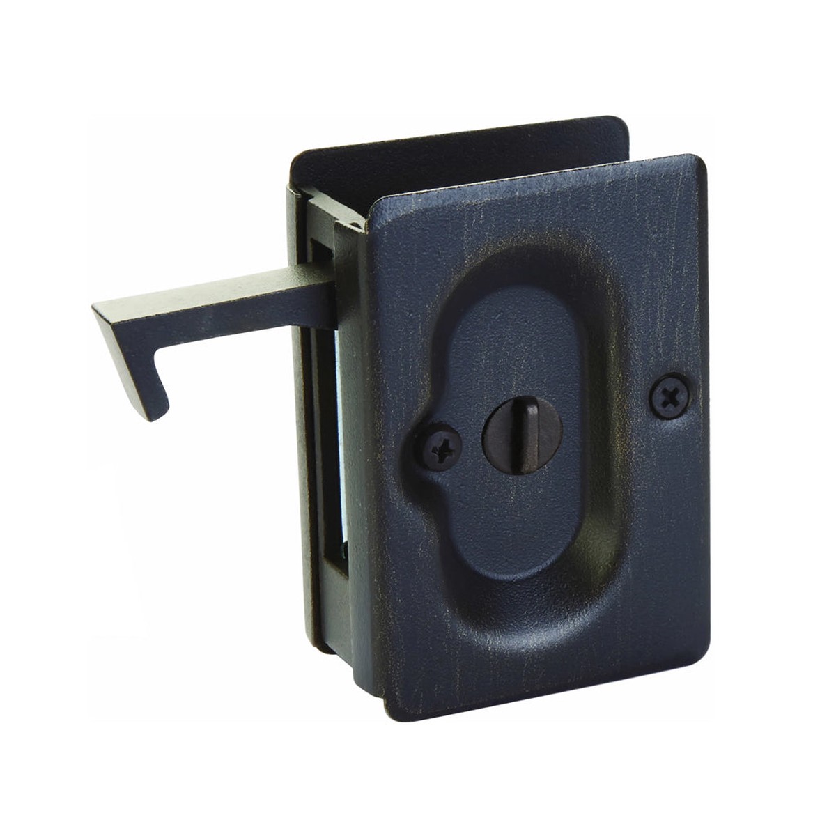 Standard Square Privacy Pocket Door Lockset - Door Mount - 4 BrassMedium Bronze