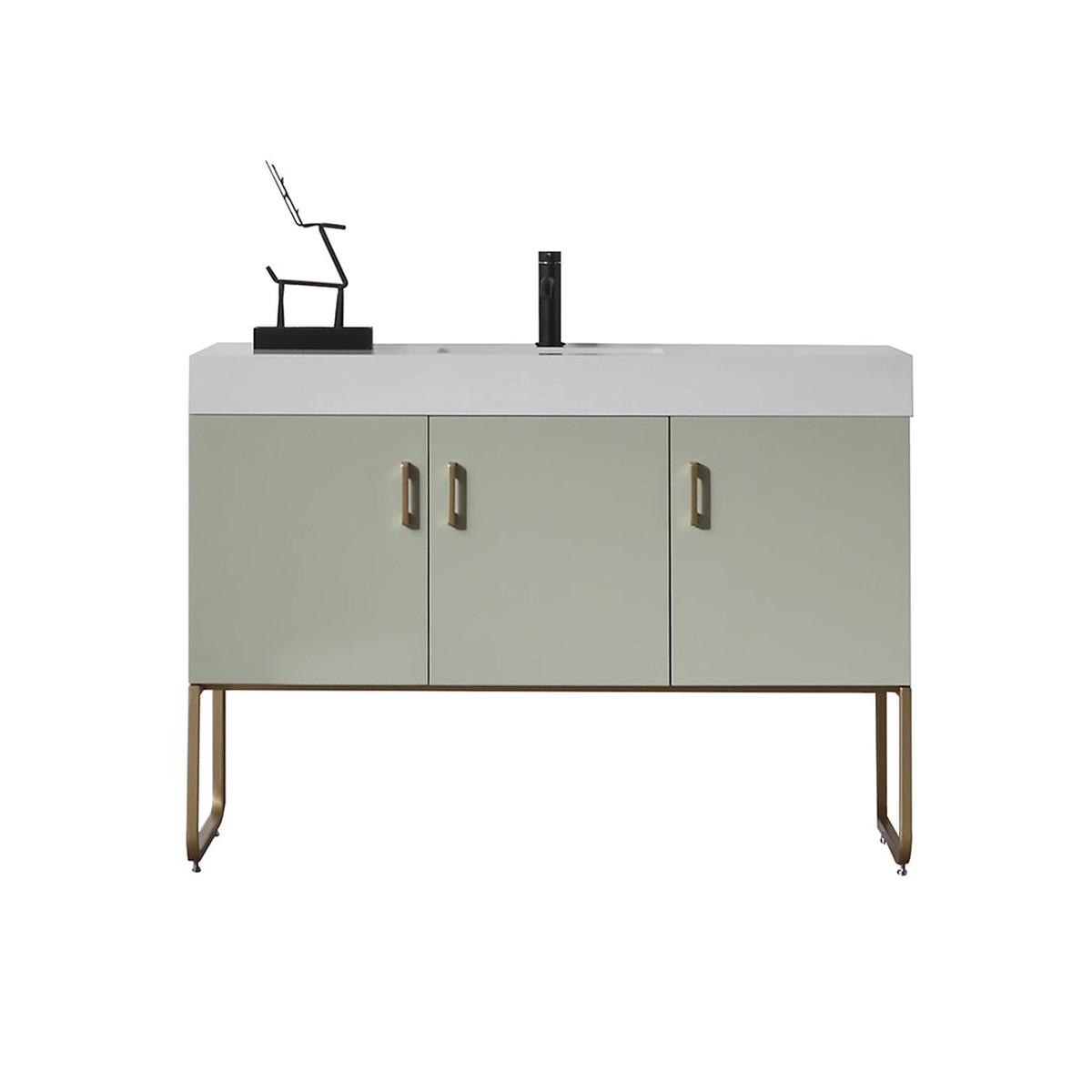 Veemon 3 Doors Bathroom Vanity with Quartz Sink - Floor Mount - 48 WoodMetalPineGold