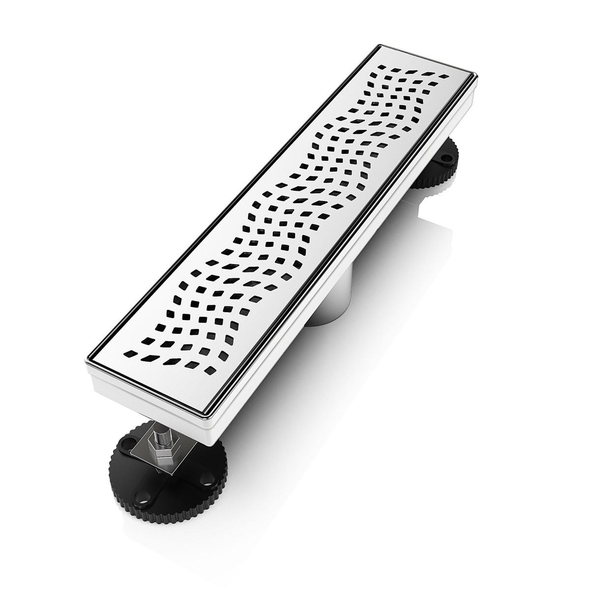 WEBANG 12 Inch Wave-Hole Pattern Linear Shower Drain With Accessories Brushed Stainless Steel